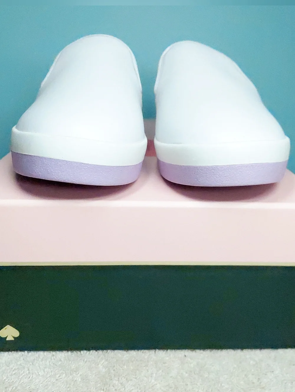 Kate Spade NY White & Lavender Loafer Sneakers Womens Size 9.5 NWT Preppy Office